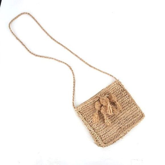 Bujibaja Plain Raffia Crossbody Bag Tote Straw Boho - Picture 4 of 13